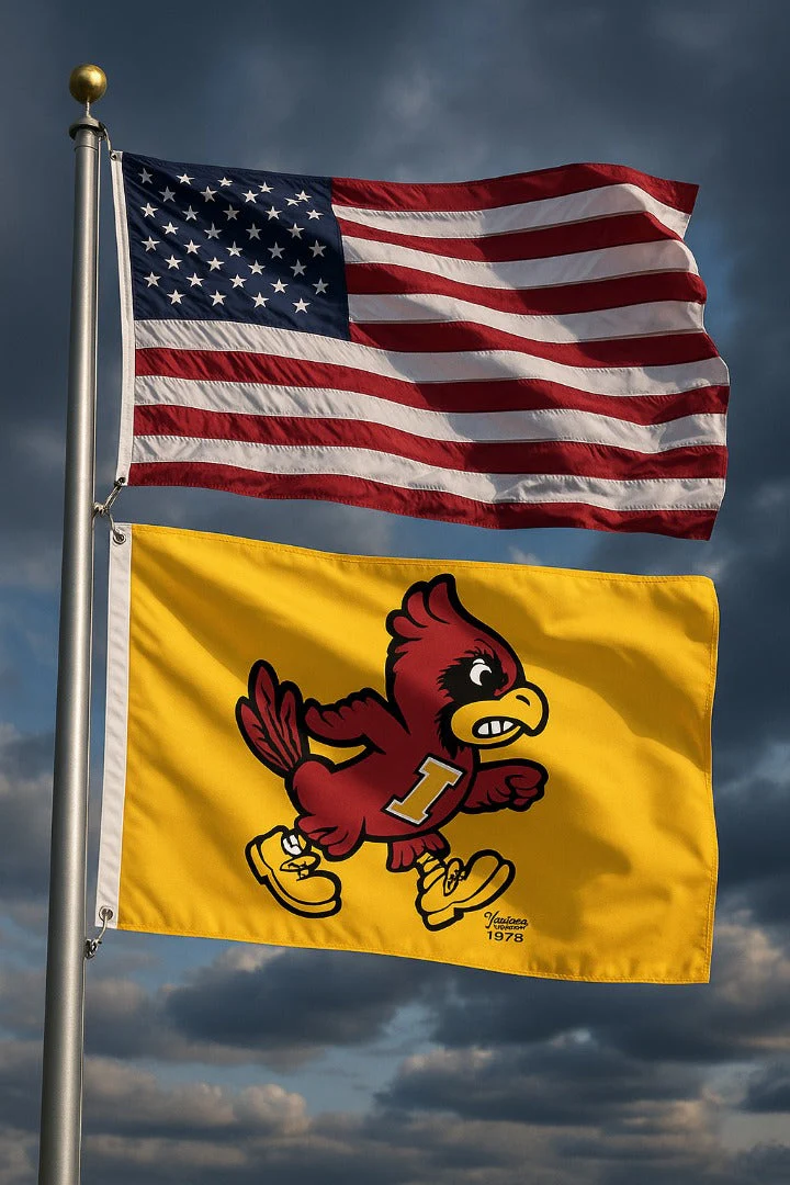 Angry Cy Flag 2x3 Yellow 2 Sided - Image 2