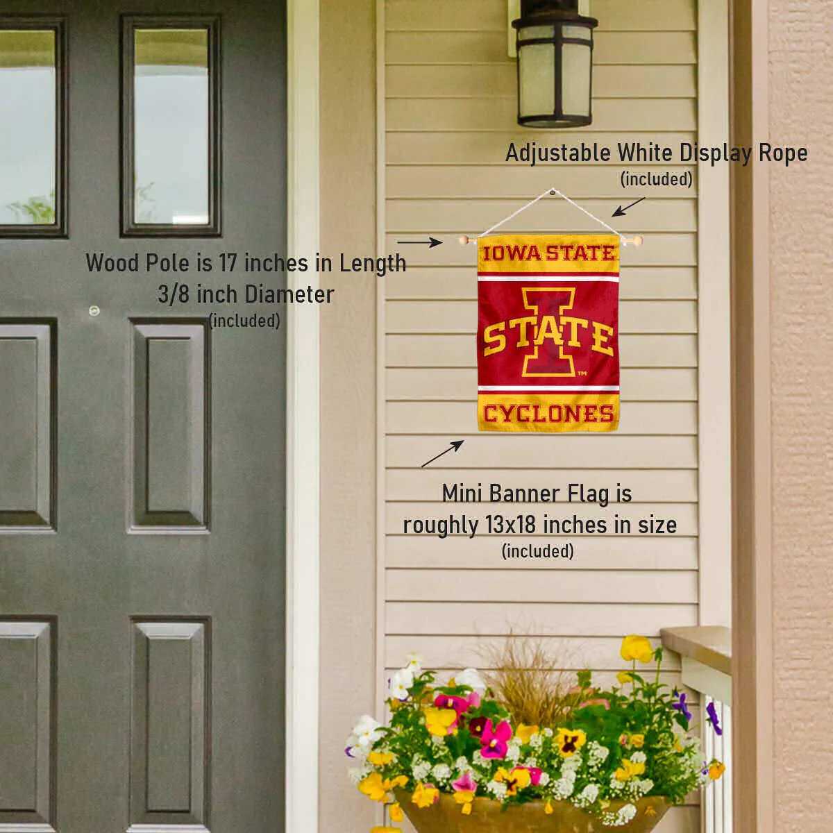 College Flags & Banners Co. Iowa State Cyclones Window Wall Banner Hanging Flag with Suction Cup - Image 5
