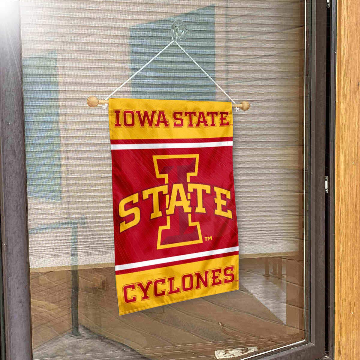 College Flags & Banners Co. Iowa State Cyclones Window Wall Banner Hanging Flag with Suction Cup - Image 6