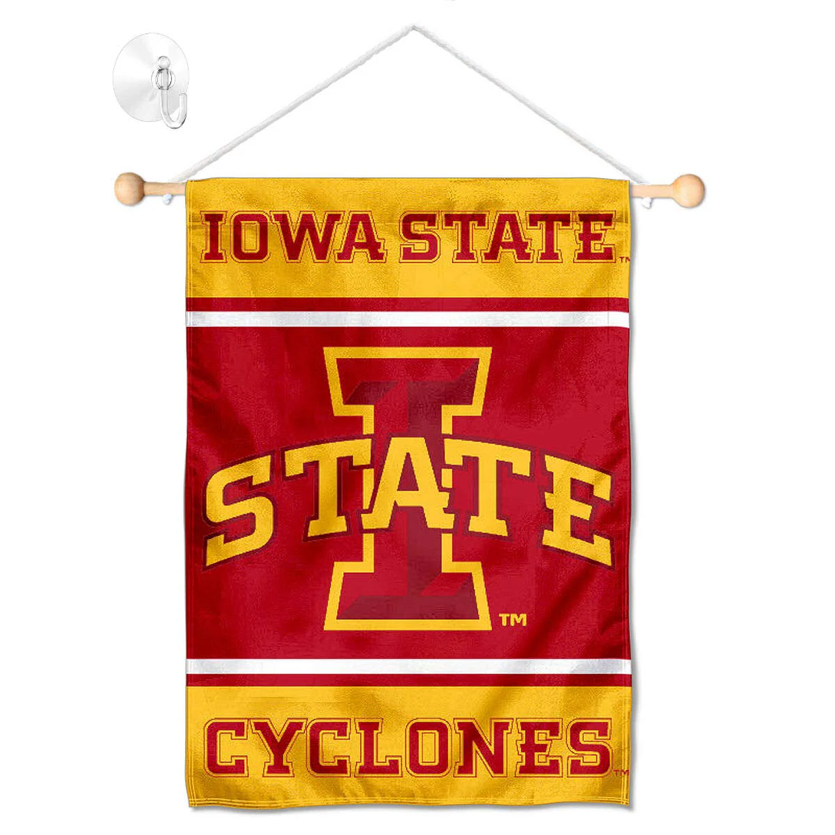College Flags & Banners Co. Iowa State Cyclones Window Wall Banner Hanging Flag with Suction Cup - Image 7