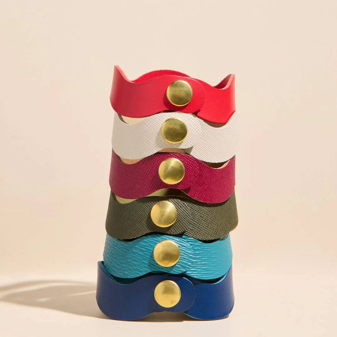 Crimson Squiggle Leather Cuff Bracelet - Image 3
