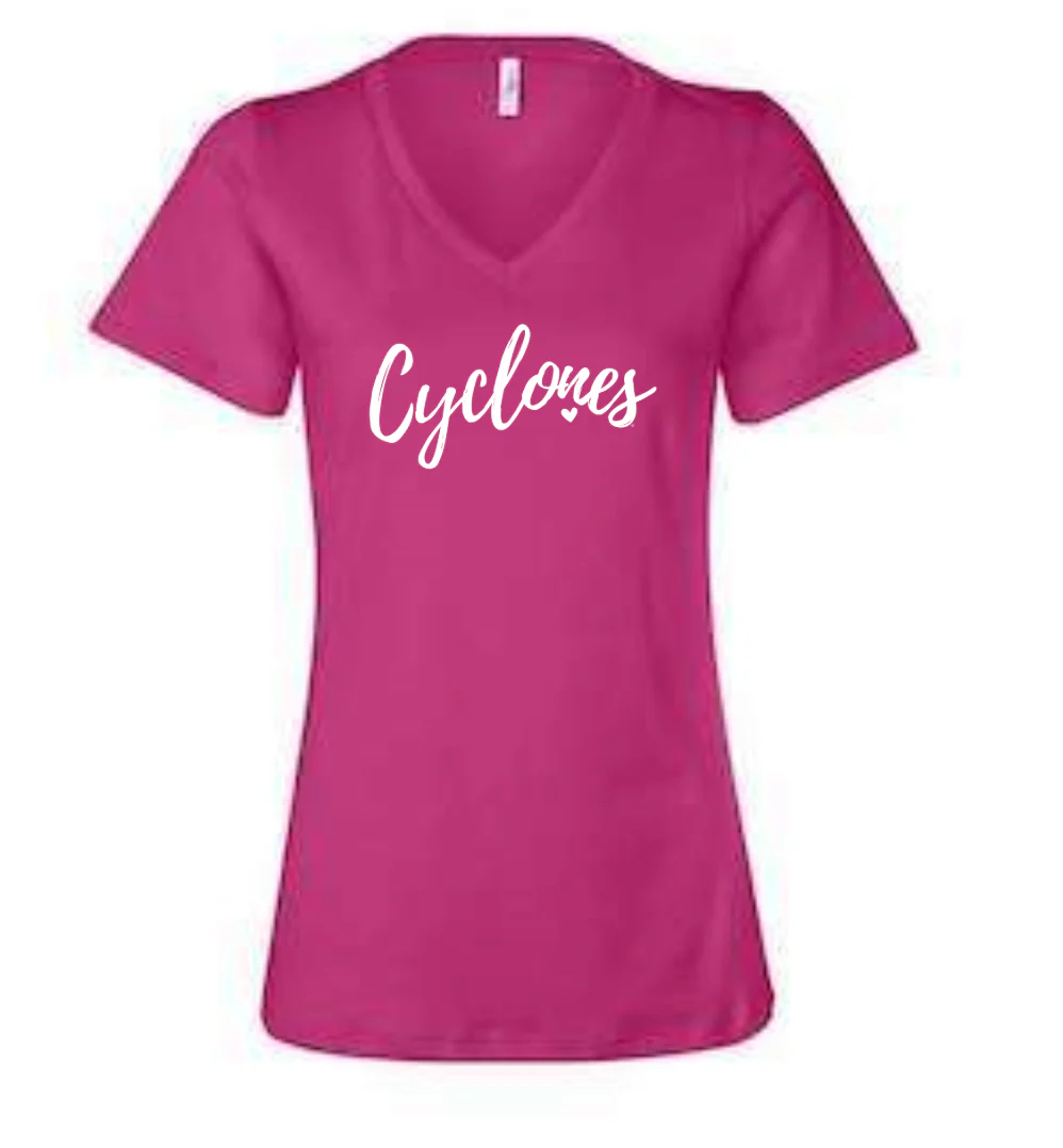 Cyclones with Heart - Women's Relaxed V-Neck Tee - Image 3