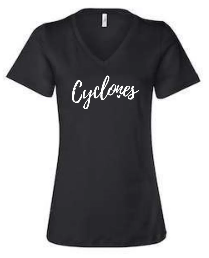 Cyclones with Heart - Women's Relaxed V-Neck Tee - Image 4