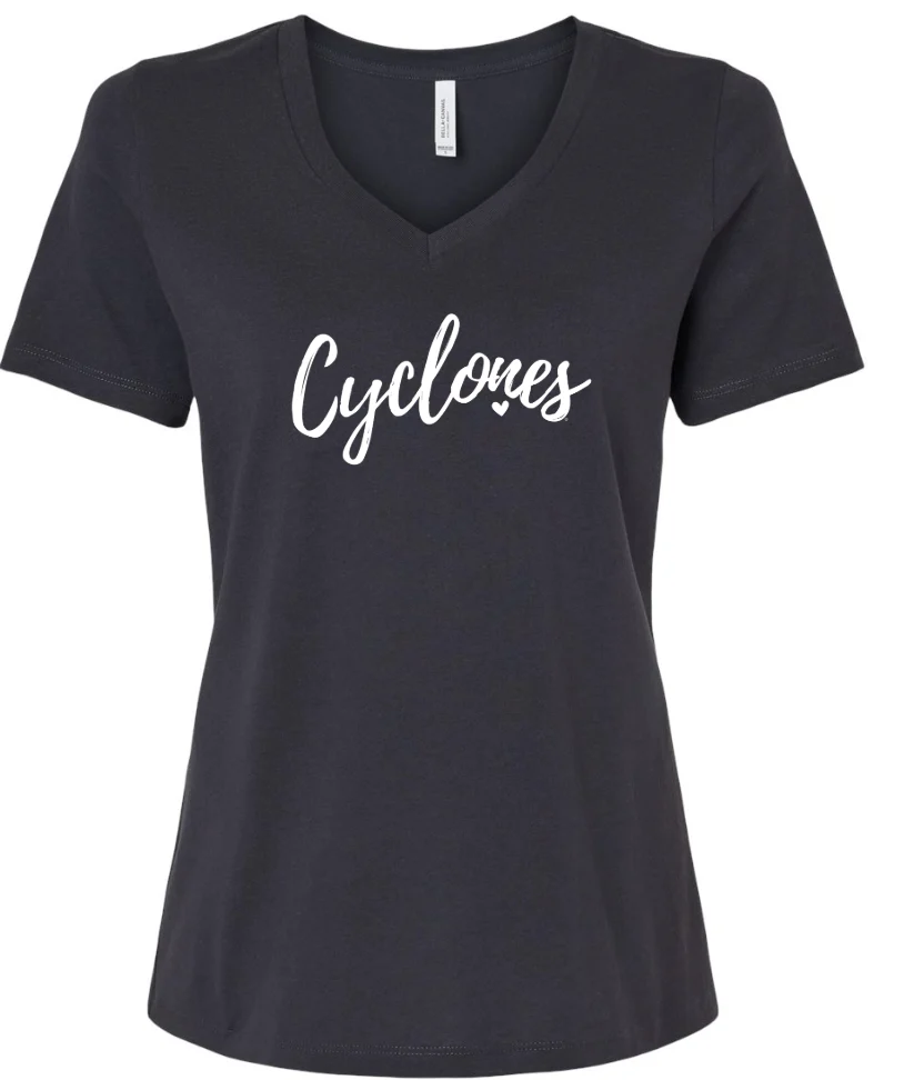 Cyclones with Heart - Women's Relaxed V-Neck Tee - Image 5
