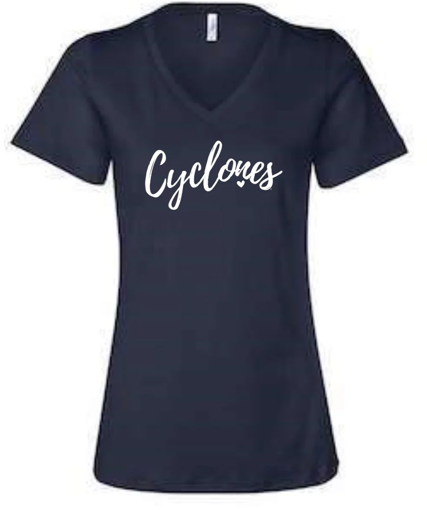 Cyclones with Heart - Women's Relaxed V-Neck Tee - Image 6