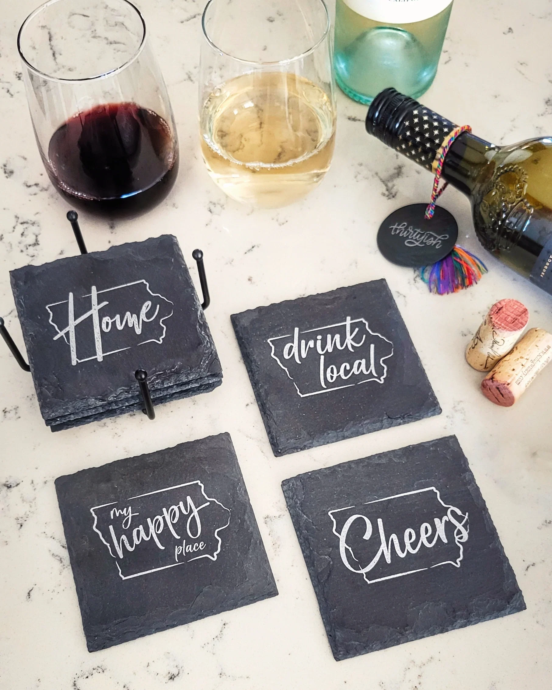 Drink Local Iowa Slate Coaster - Image 3