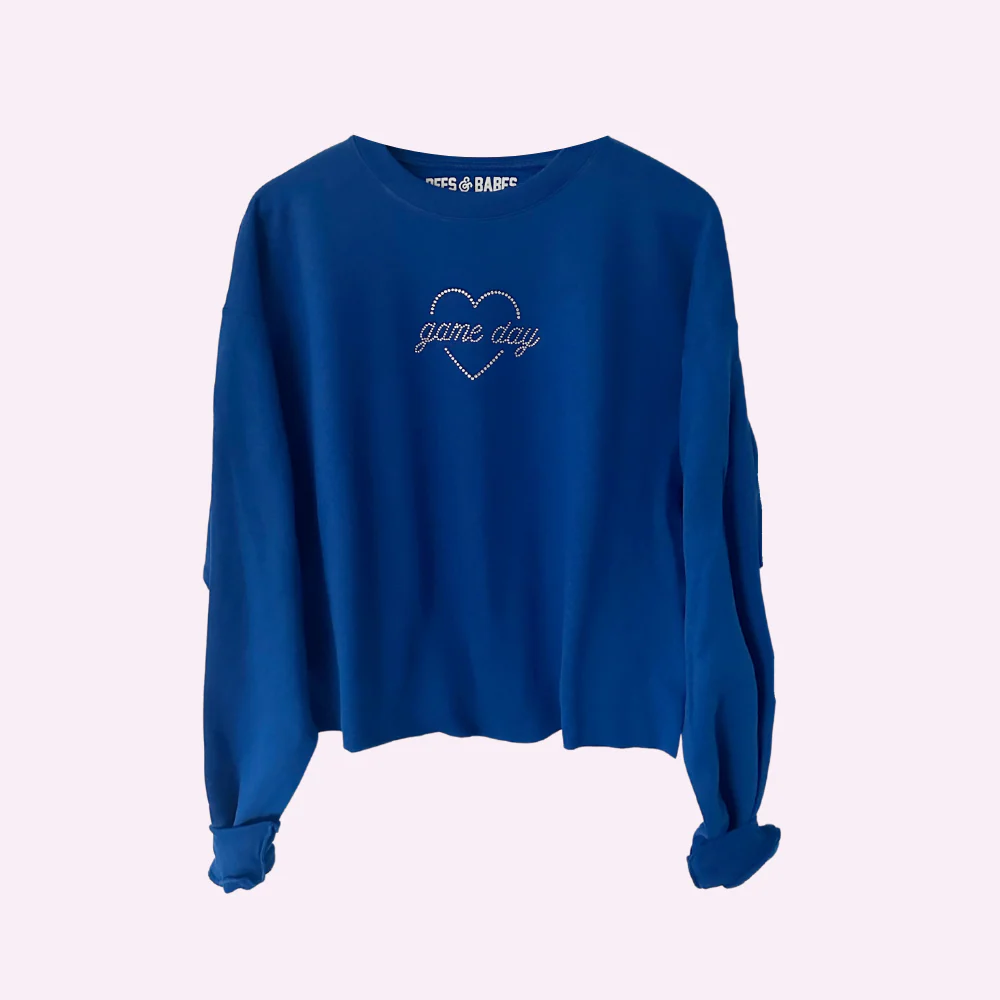 GAME DAY SHINE ♡ cropped rhinestone sweatshirt - Image 5