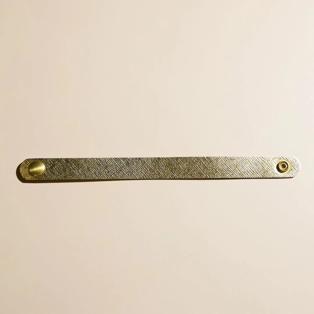 Gold Leaf Thin Leather Cuff Bracelet - Image 2