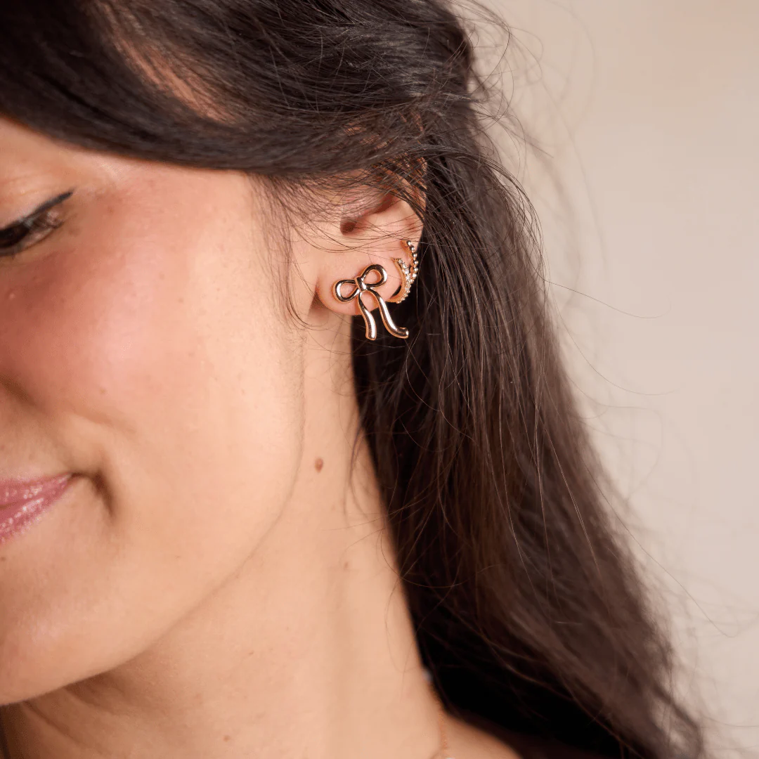 Gold Vintage Bow Studs - Image 2