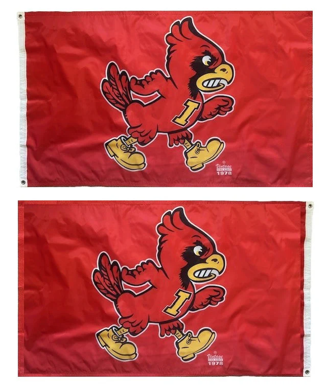 Iowa State Angry Cy 2 Sided 3x5 Cardinal Flag