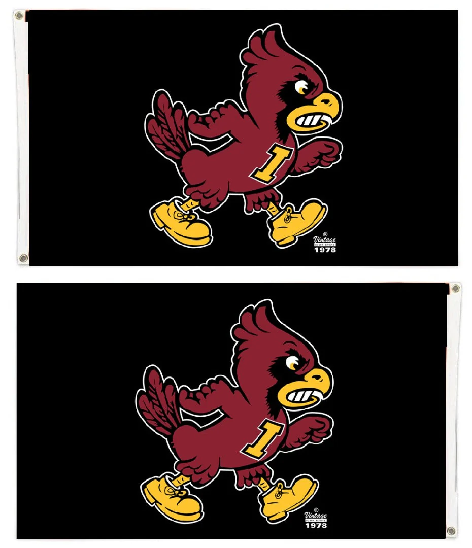 Iowa State Black Angry Cy 2 Sided Flag