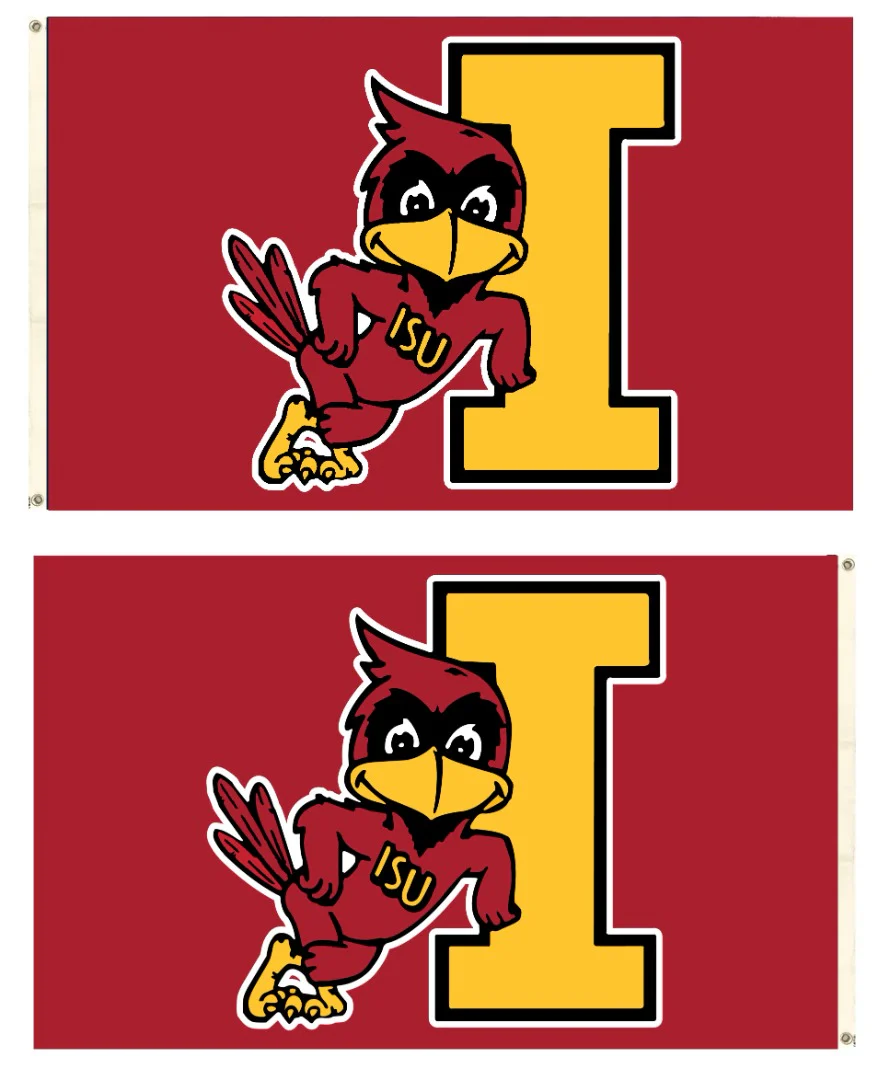 Iowa State Leaning Cy Flag 3x5 Cardinal 2 Sided