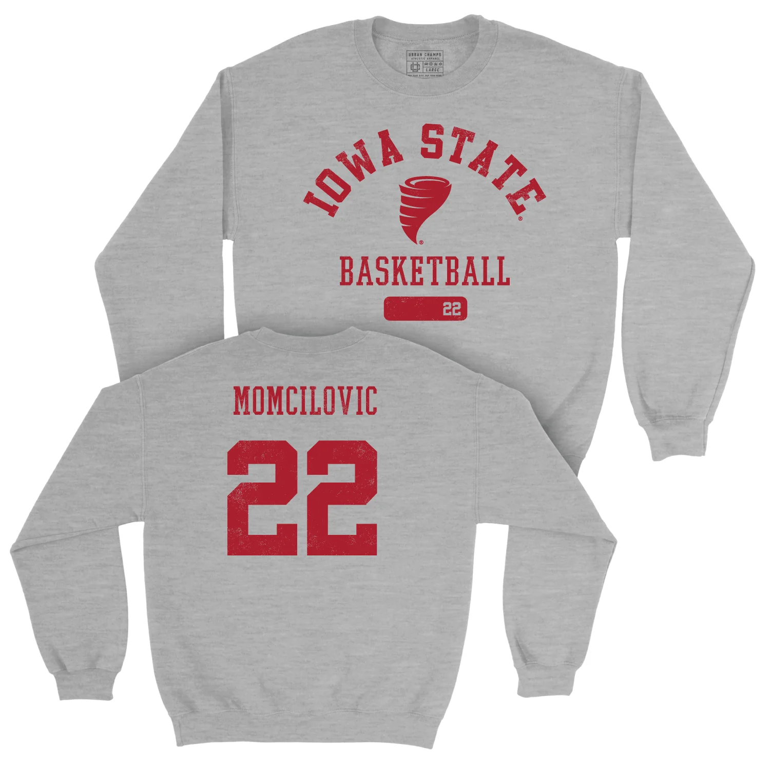 Iowa State Men's Basketball Sport Grey Varsity Crew - Milan Momcilovic | #22