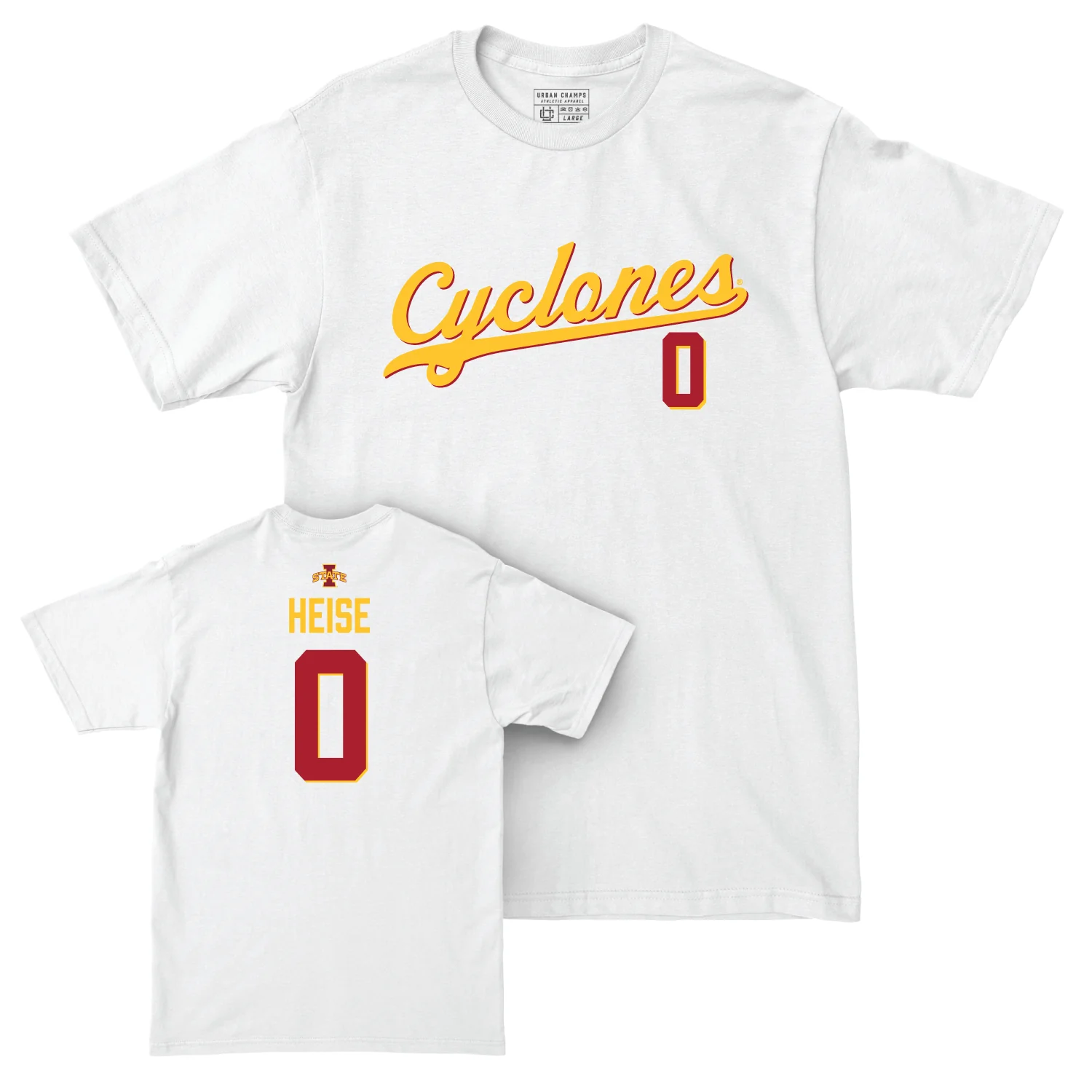 Iowa State Men's Basketball White Script Comfort Colors Tee - Nate Heise | #0