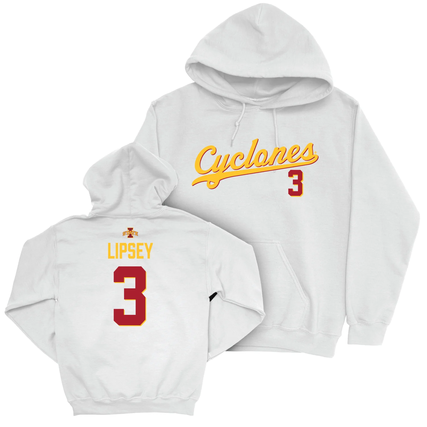 Iowa State Men's Basketball White Script Hoodie - Tamin Lipsey | #3