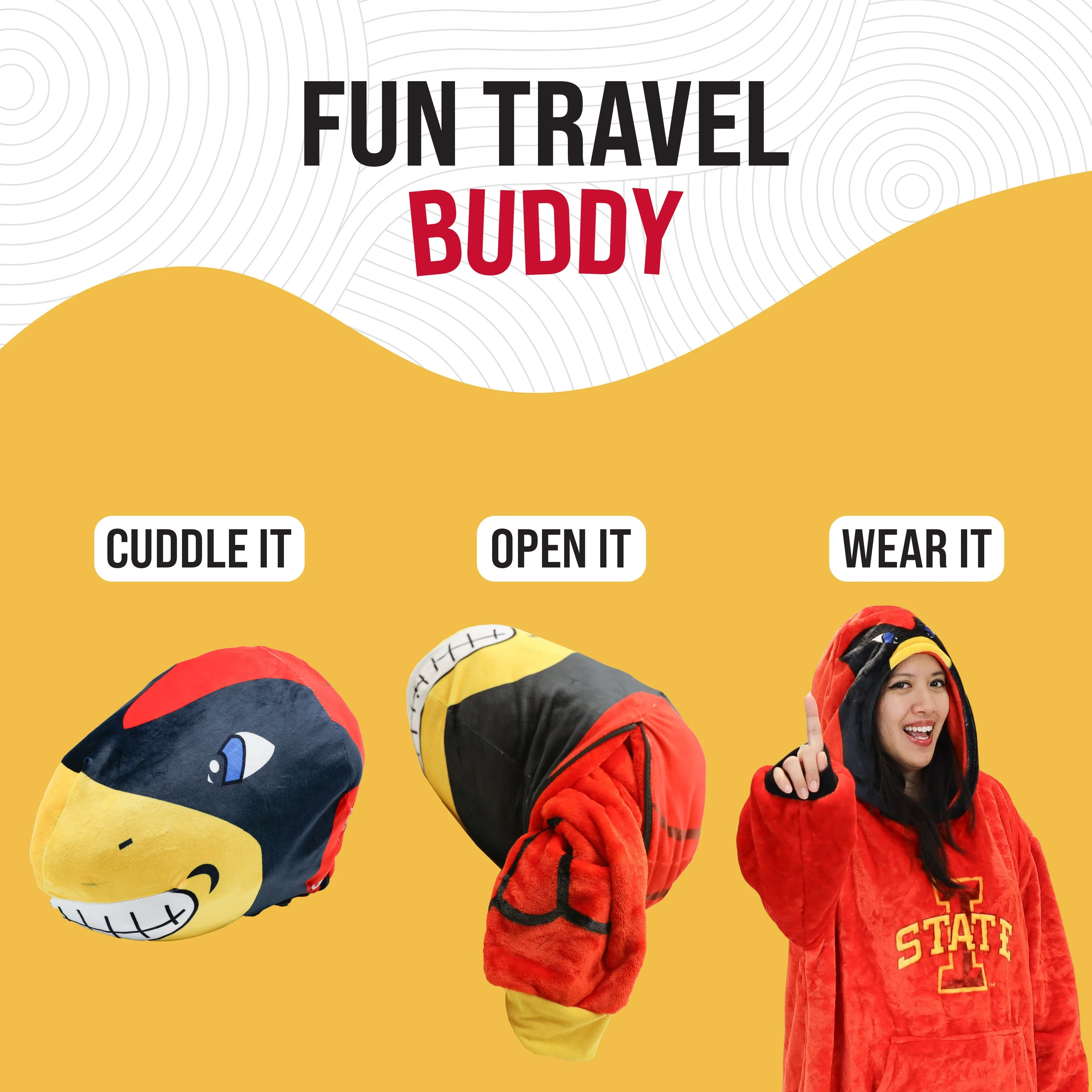 Official Iowa State University Cy the Cardinal Snugible: Plush & Hoodie in One! - Image 6
