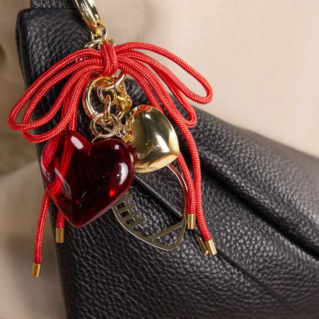 Red Heart & Cord Bag Charm - Image 4