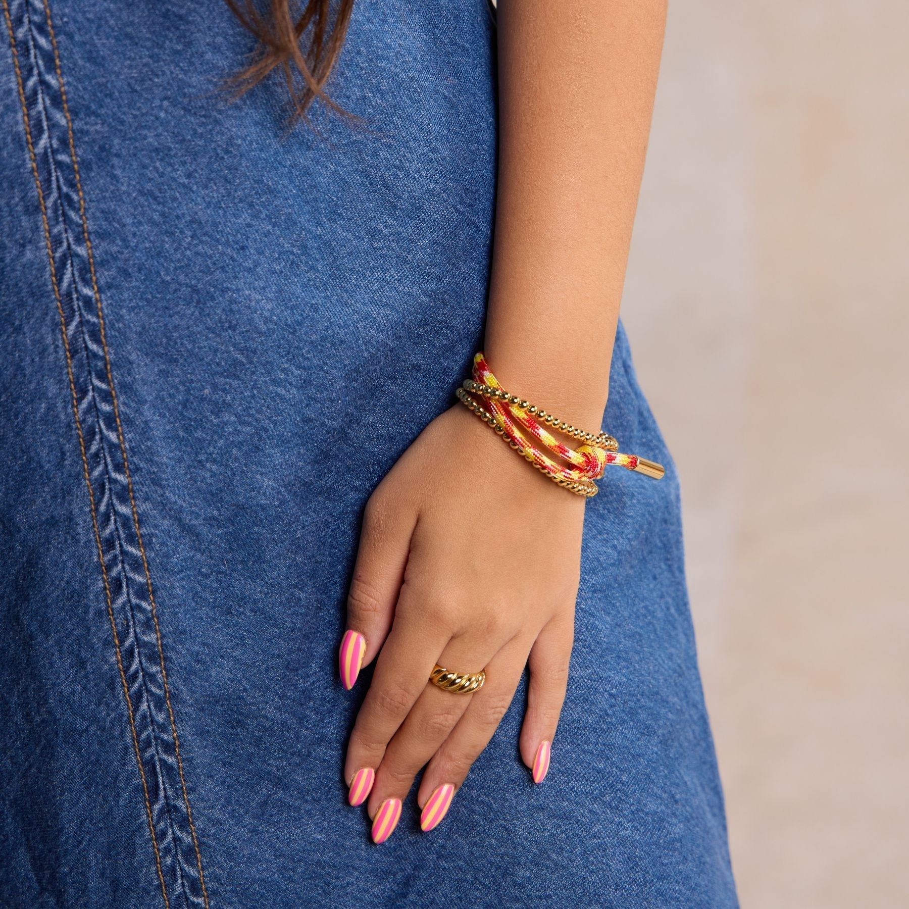 Red & Yellow Cord Bracelet - Image 2