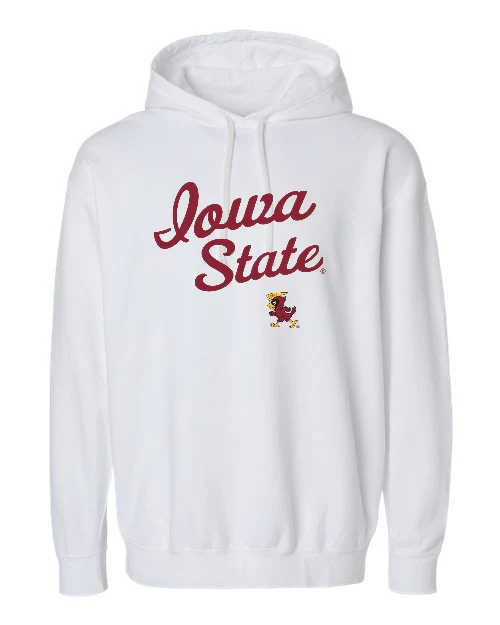 Vintage Iowa State Garment-Dyed Lightweight Fleece Hooded Sweatshirt