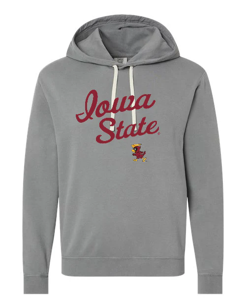 Vintage Iowa State Garment-Dyed Lightweight Fleece Hooded Sweatshirt - Image 2