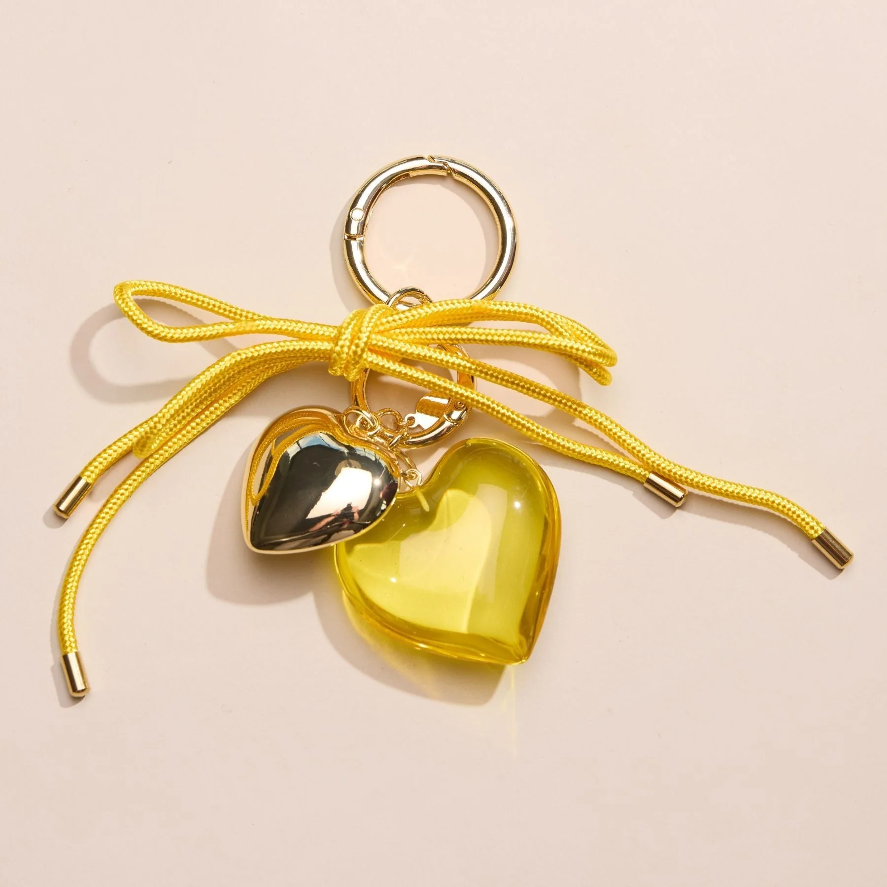 Yellow Heart & Cord Bag Charm