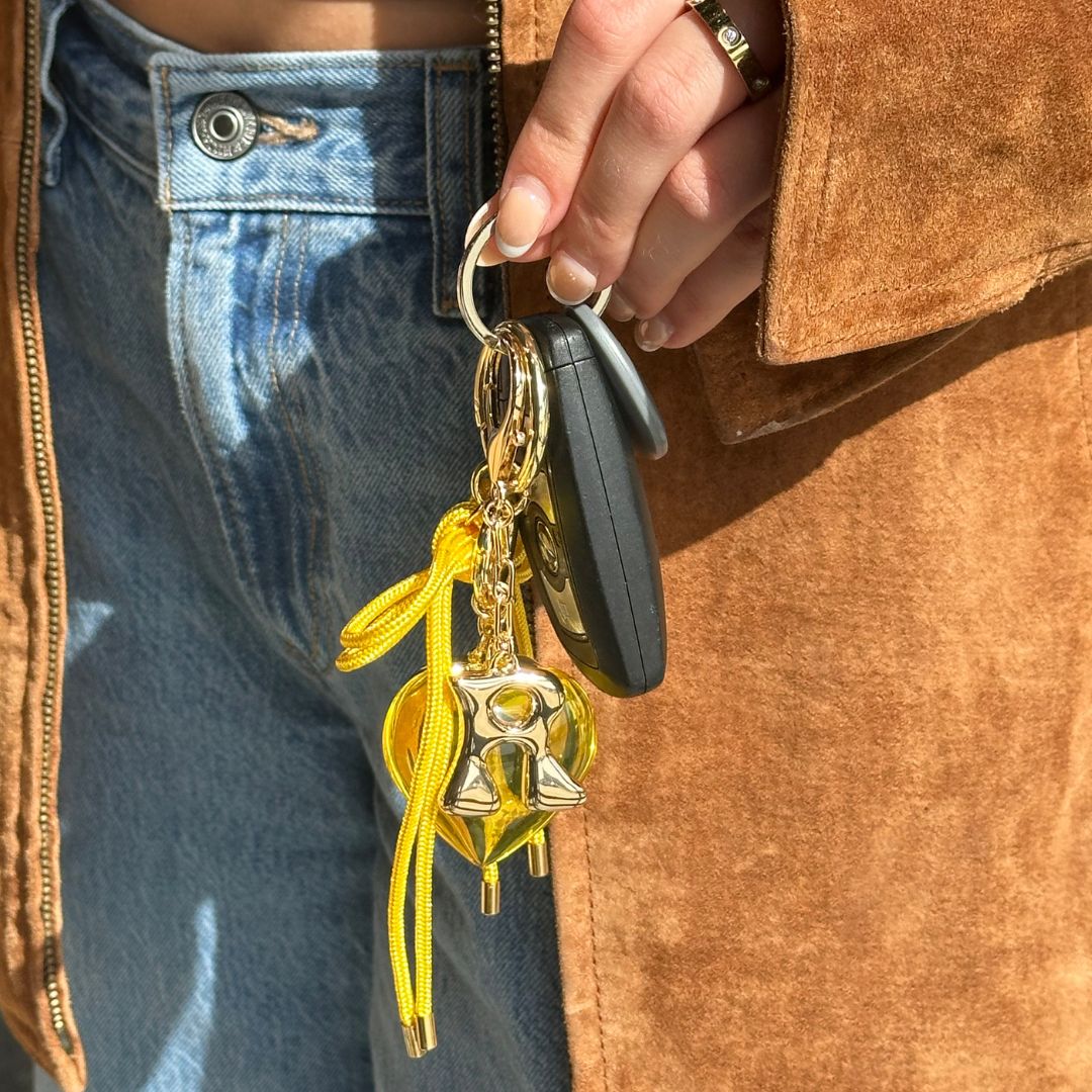 Yellow Heart & Cord Bag Charm - Image 3